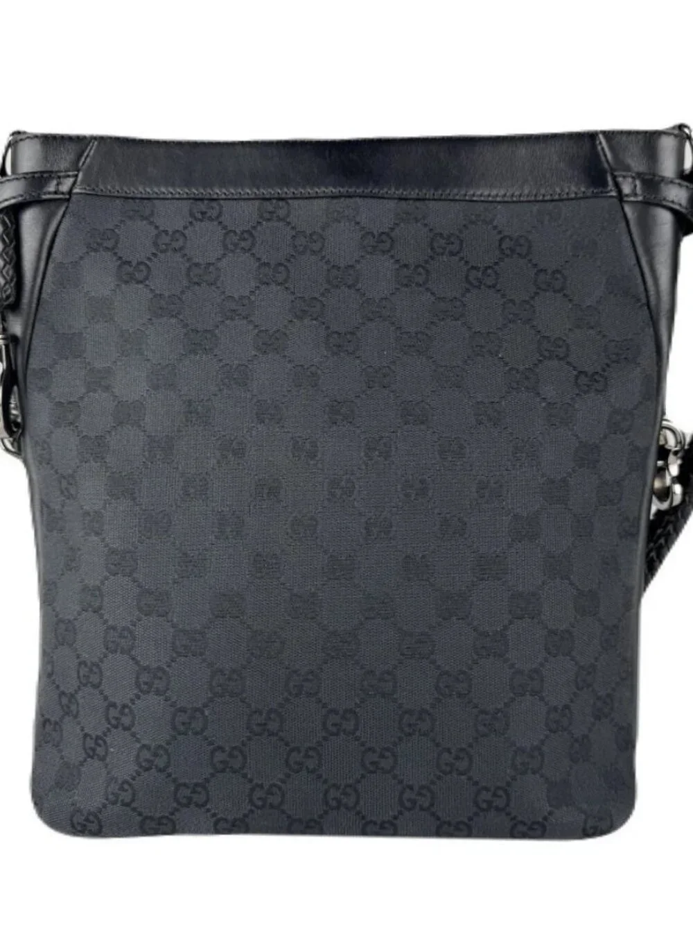 Auth GUCCI Shoulder Bag Black GG Canvas/Leather - z8723 - Picture 2 of 13